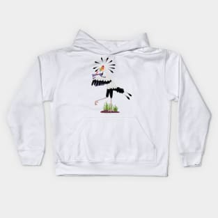 Cute secretary bird writing notes cartoon Kids Hoodie